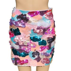 Bebe multicolored sequin mini skirt Sz 4